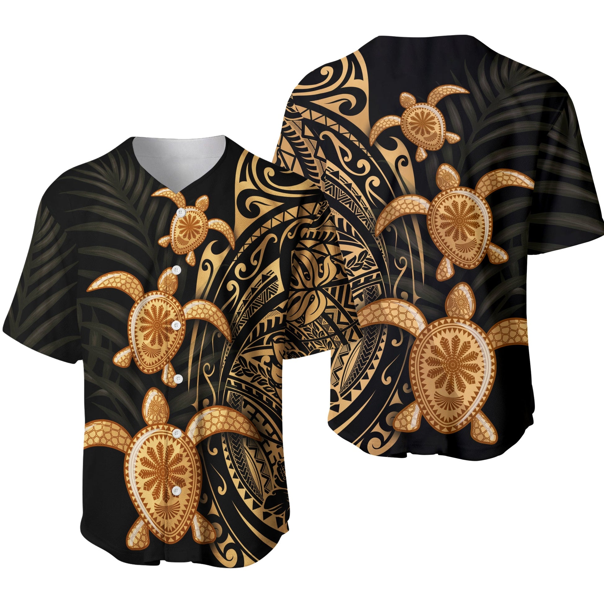Polynesian Turtle Baseball Jersey Honu Family Gold