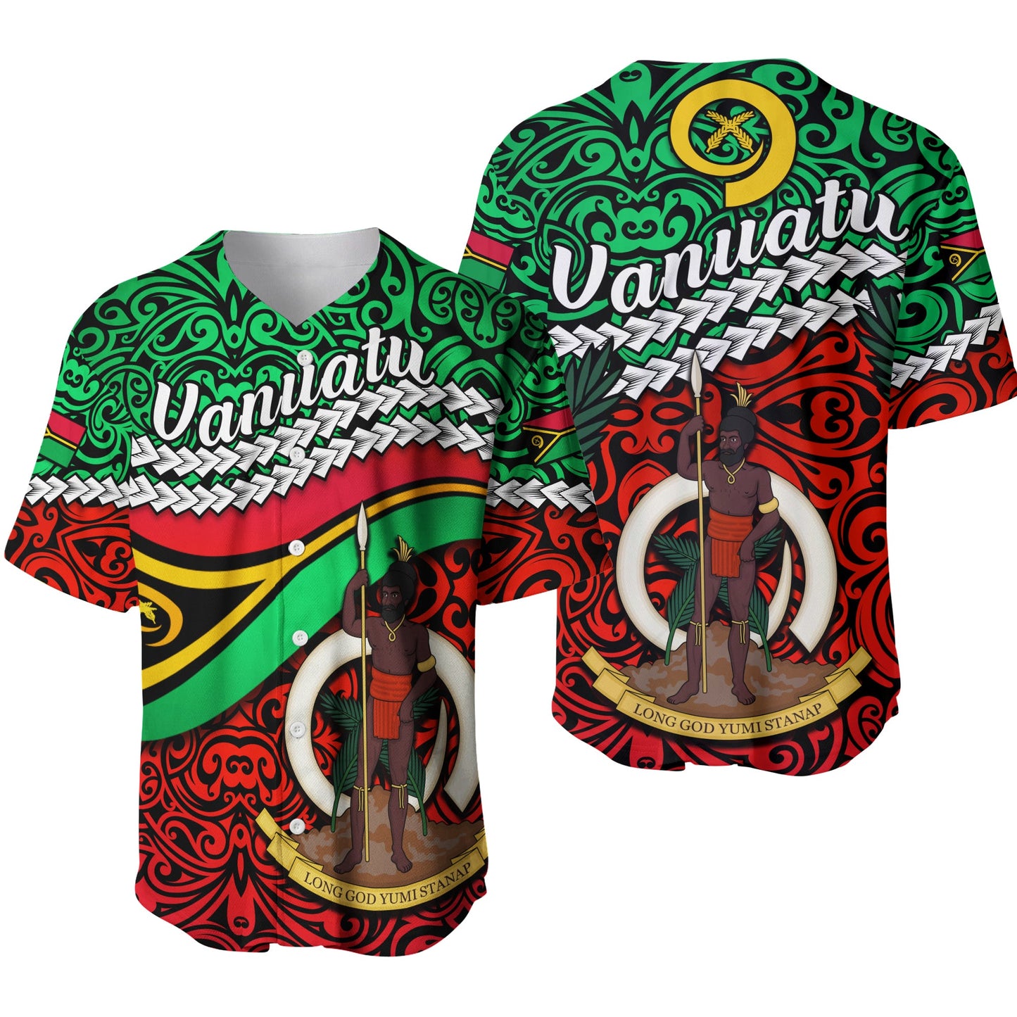 Proud Vanuatu Baseball Jersey Pattern Mix Flag