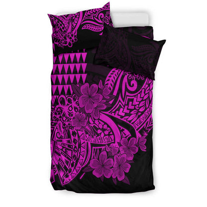 Hawaii Kakau Bedding Set Polynesian Floral Tribal Purple Version