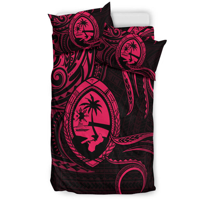 Polynesian Pride Guam With Polynesian Tribal Tattoo and Coat of Arms Bedding Set Pink Version