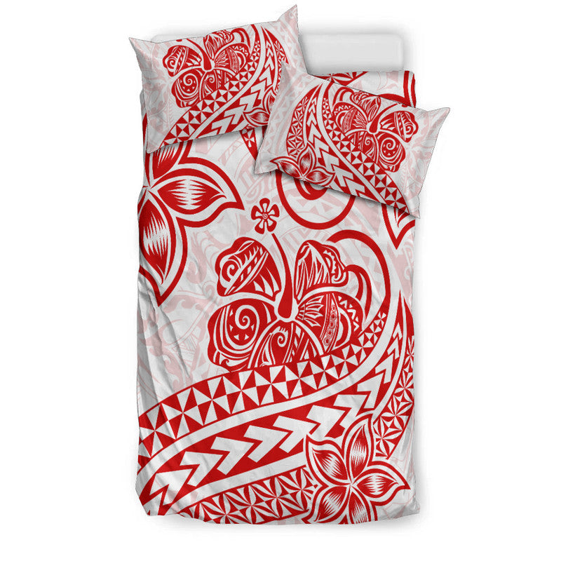 Polynesian Tribal Tattoo Retro Bedding Set Red Screen Color