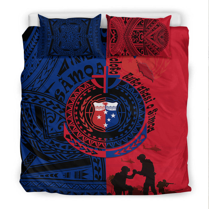 Samoa Independence Day Quotes Bedding Set Military Polynesian Pattern