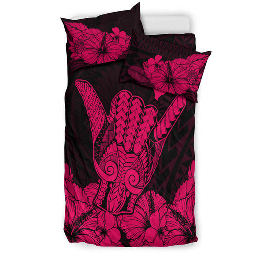 Hawaii Shaka Sign Bedding Set Pink Version