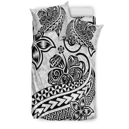 Polynesian Tribal Tattoo Retro Bedding Set Black Screen Color