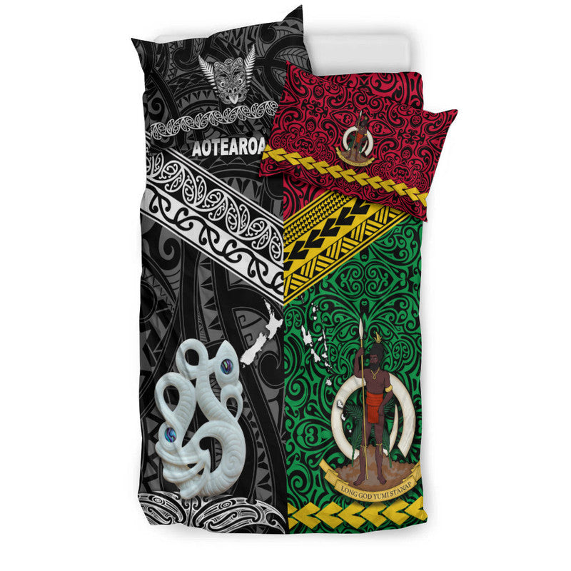 New Zealand And Vanuatu Bedding Set Together Black