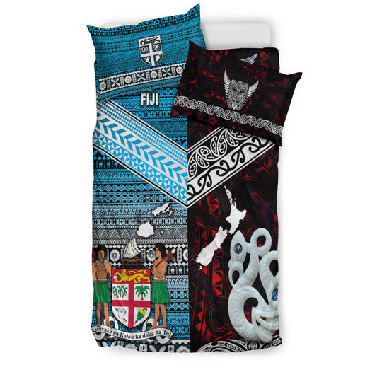 New Zealand And Fiji Bedding Set Together Red