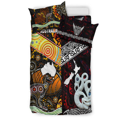 New Zealand Maori Aotearoa And Australia Aboriginal Bedding Set Together Red