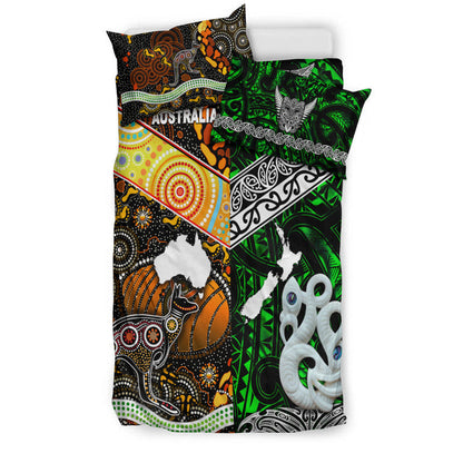 New Zealand Maori Aotearoa And Australia Aboriginal Bedding Set Together Green