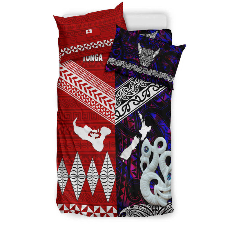 New Zealand And Tonga Bedding Set Together Purple