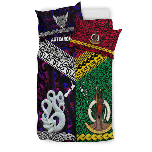 New Zealand And Vanuatu Bedding Set Together Purple