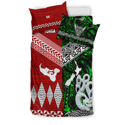 New Zealand And Tonga Bedding Set Together Green