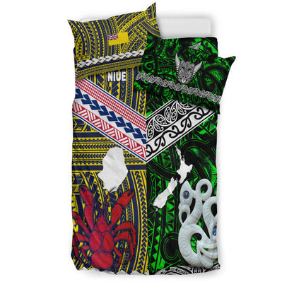 New Zealand And Niue Bedding Set Together Green