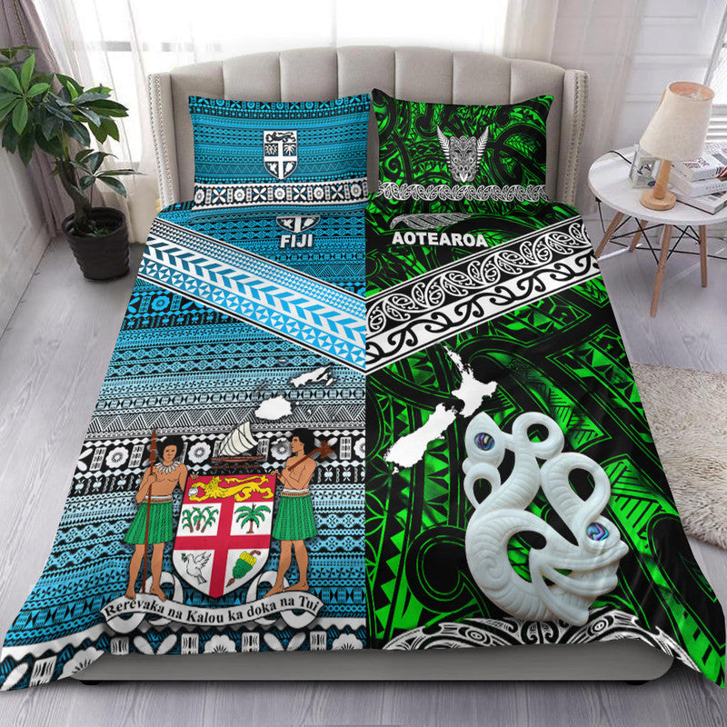New Zealand And Fiji Bedding Set Together Green