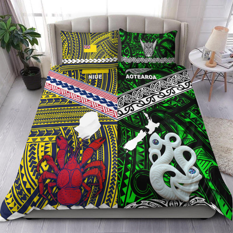 New Zealand And Niue Bedding Set Together Green