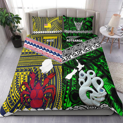 New Zealand And Niue Bedding Set Together Green