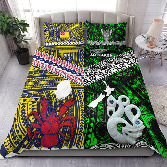 New Zealand And Niue Bedding Set Together Green