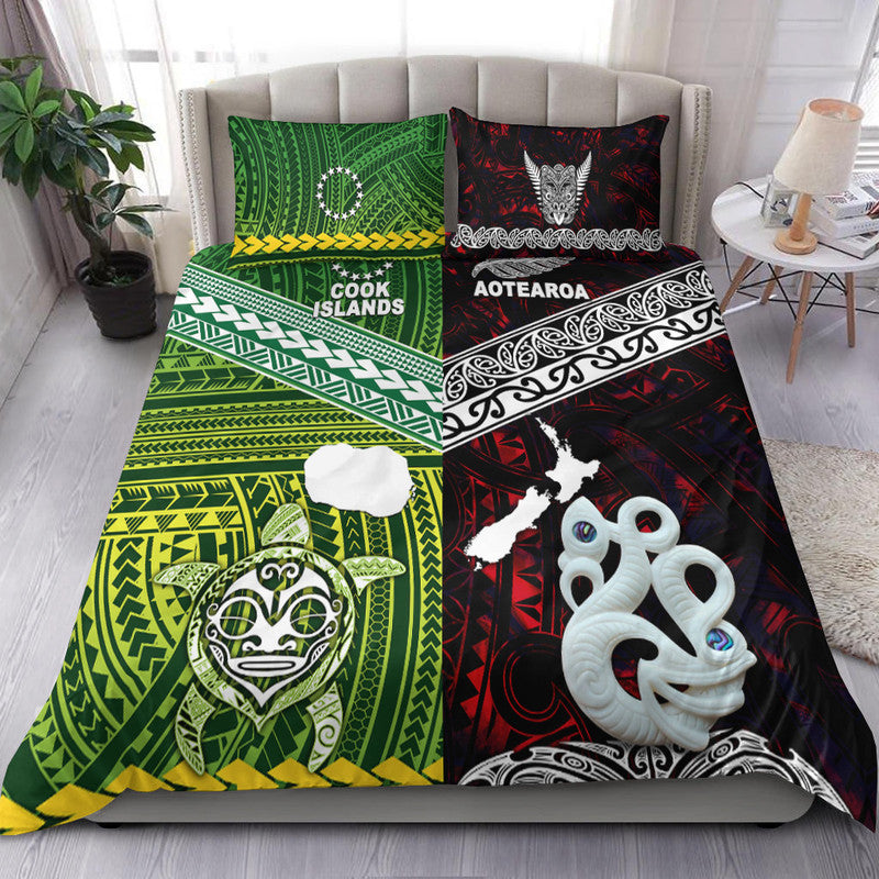 New Zealand And Cook Islands Bedding Set Together Red