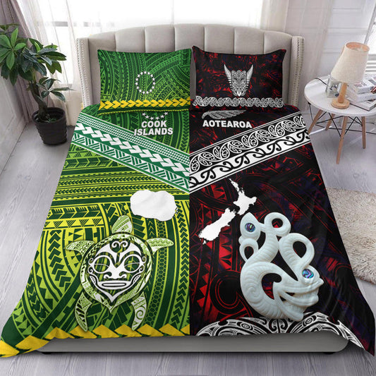 New Zealand And Cook Islands Bedding Set Together Red