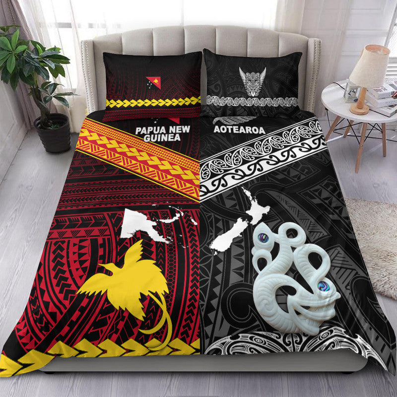 New Zealand And Papua New Guinea Bedding Set Together Black