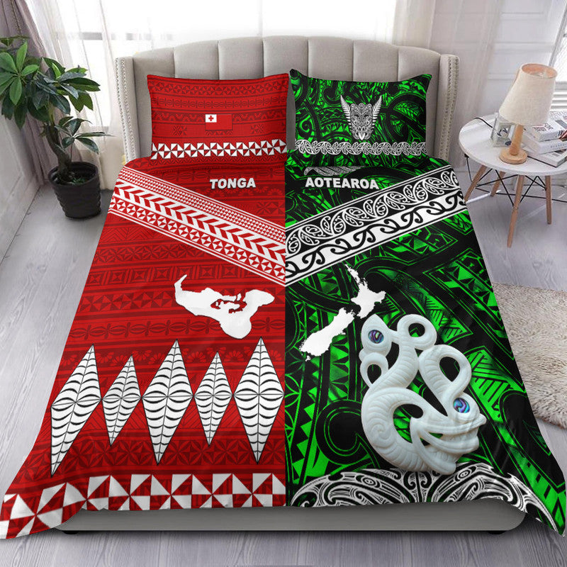 New Zealand And Tonga Bedding Set Together Green