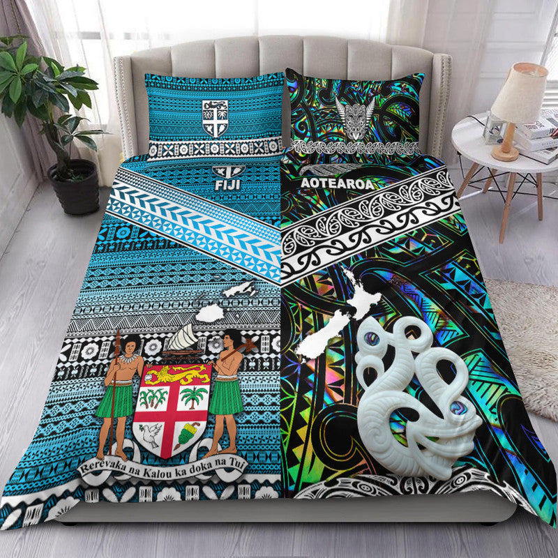 New Zealand And Fiji Bedding Set Together Paua Shell