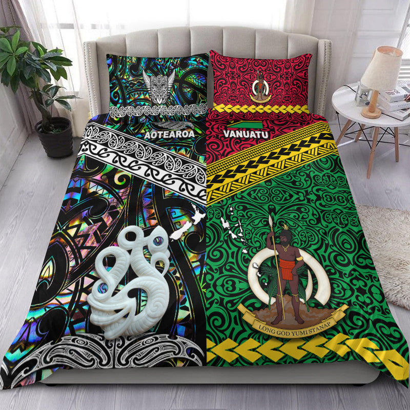 New Zealand And Vanuatu Bedding Set Together Paua Shell