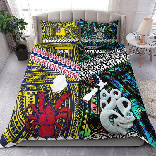 New Zealand And Niue Bedding Set Together Paua Shell