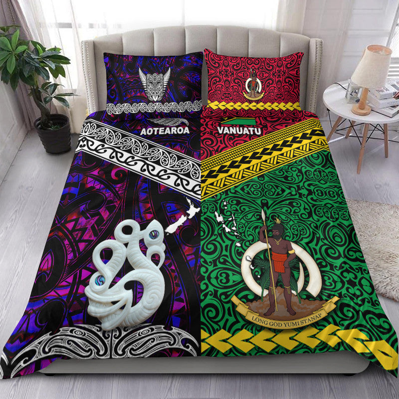 New Zealand And Vanuatu Bedding Set Together Purple