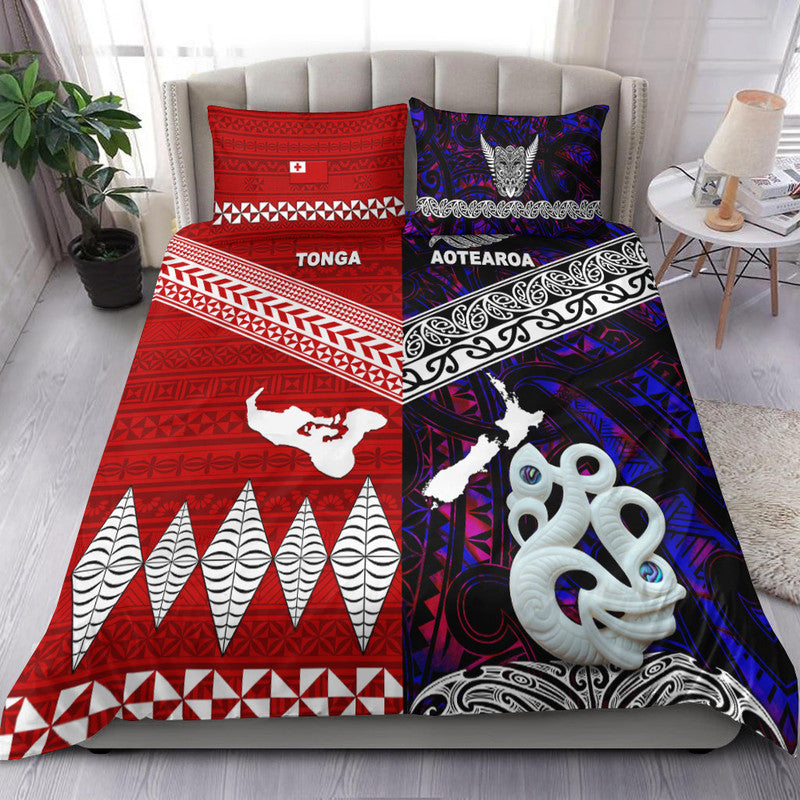 New Zealand And Tonga Bedding Set Together Purple