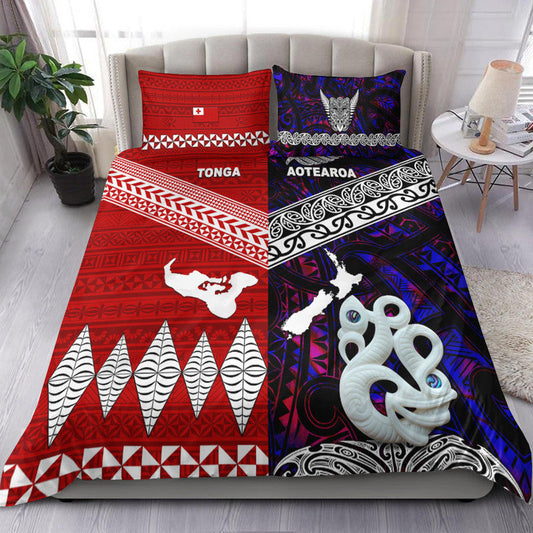 New Zealand And Tonga Bedding Set Together Purple