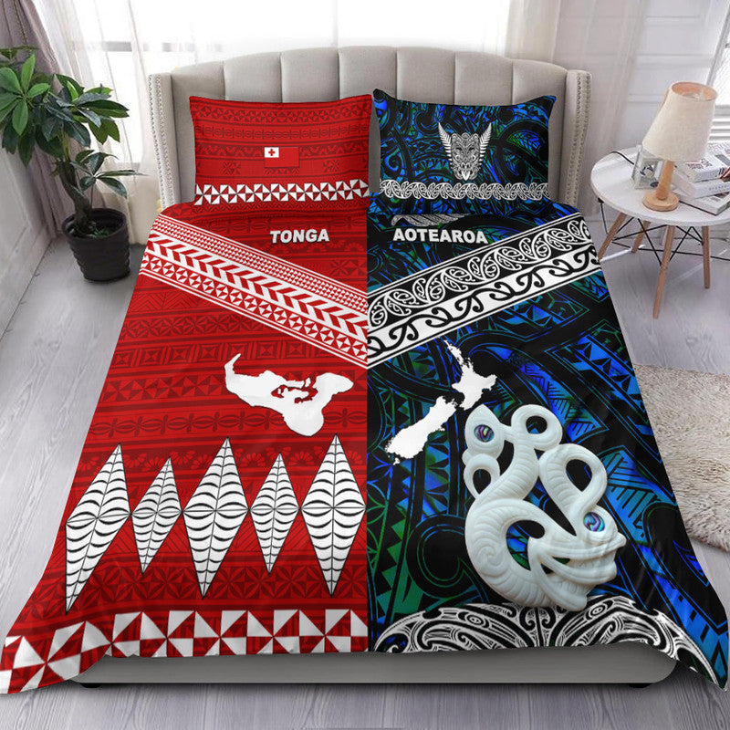 New Zealand And Tonga Bedding Set Together Blue