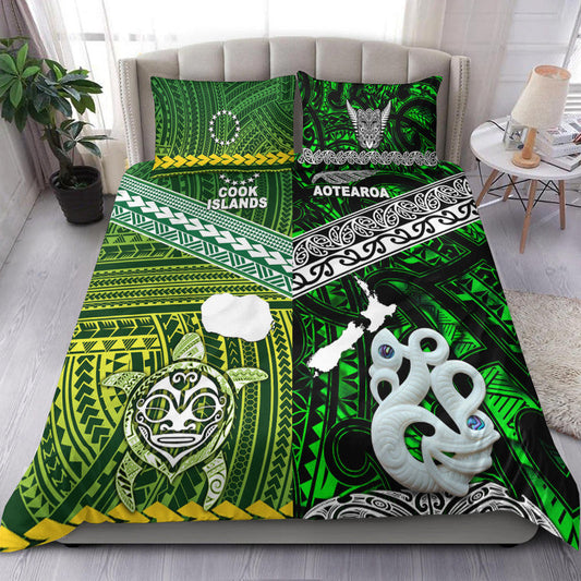 New Zealand And Cook Islands Bedding Set Together Green