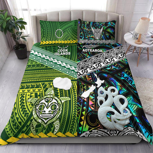 New Zealand And Cook Islands Bedding Set Together Paua Shell