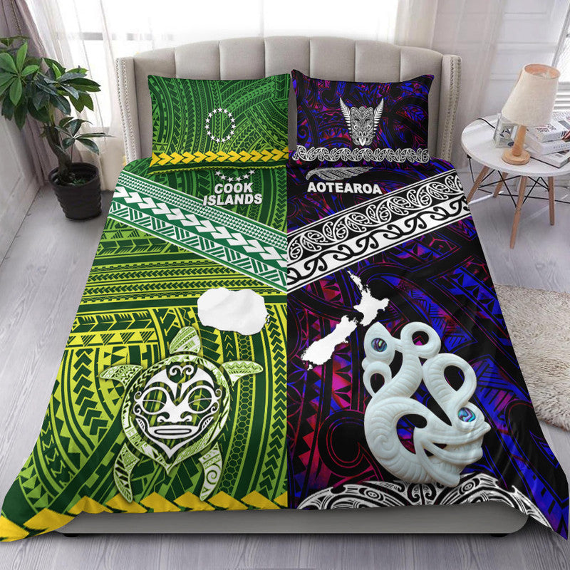 New Zealand And Cook Islands Bedding Set Together Purple