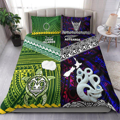 New Zealand And Cook Islands Bedding Set Together Purple