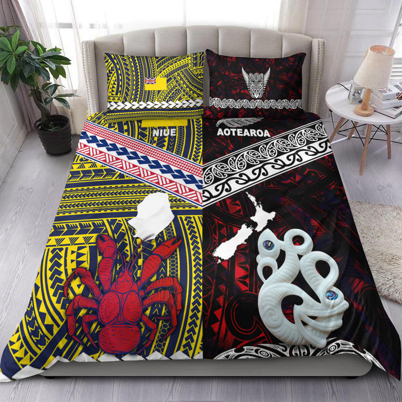 New Zealand And Niue Bedding Set Together Red
