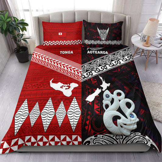 New Zealand And Tonga Bedding Set Together Red