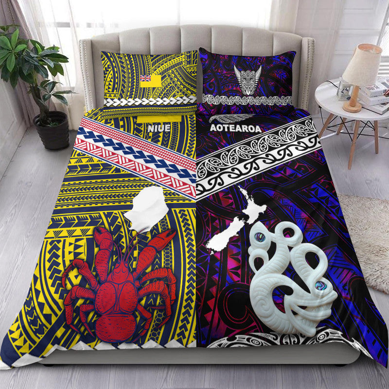 New Zealand And Niue Bedding Set Together Purple