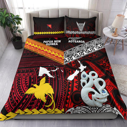 New Zealand And Papua New Guinea Bedding Set Together Red