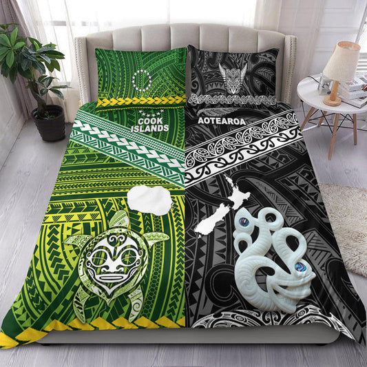 New Zealand And Cook Islands Bedding Set Together Black
