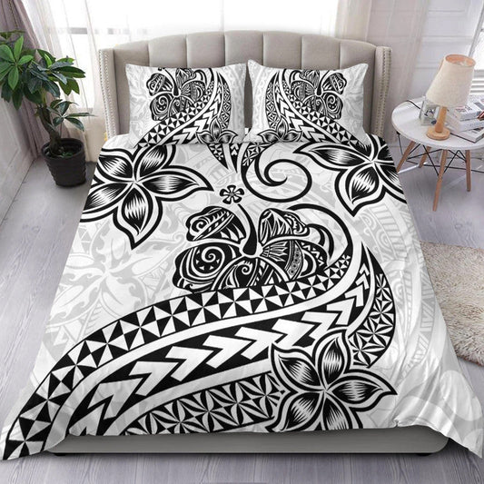 Polynesian Tribal Tattoo Retro Bedding Set Black Screen Color