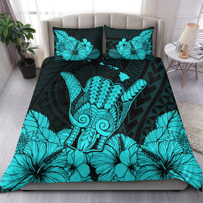 Hawaii Shaka Sign Bedding Set Turquoise Version
