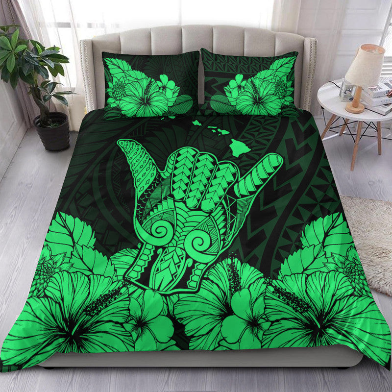 Hawaii Shaka Sign Bedding Set Green Version