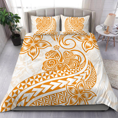 Polynesian Tribal Tattoo Retro Bedding Set Gold Screen Color