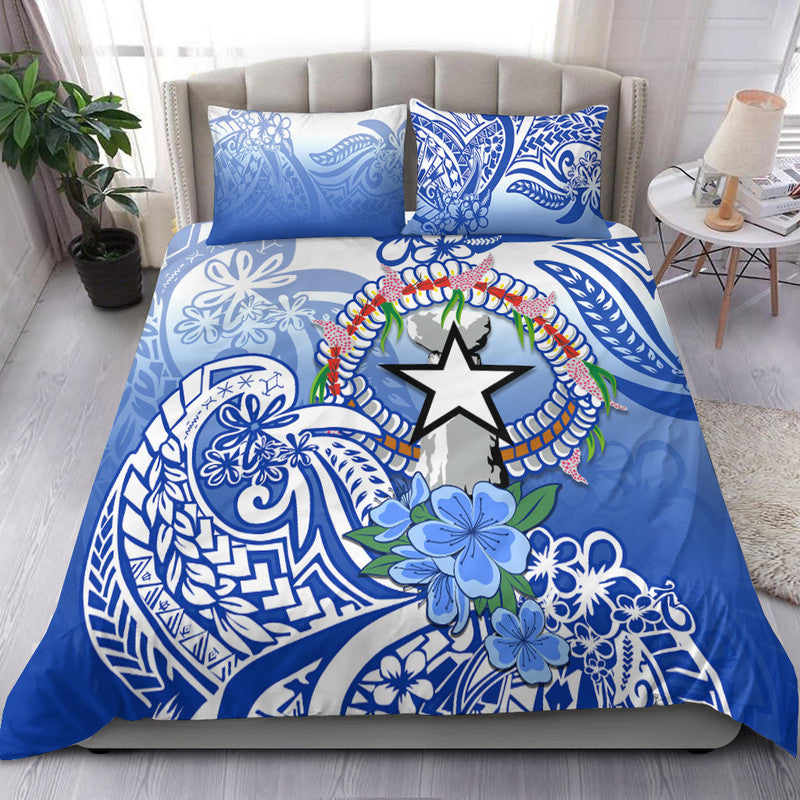 Northern Mariana Islands Bedding Set Polynesian Floral Tribal