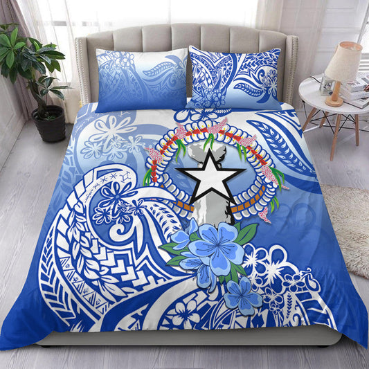 Northern Mariana Islands Bedding Set Polynesian Floral Tribal