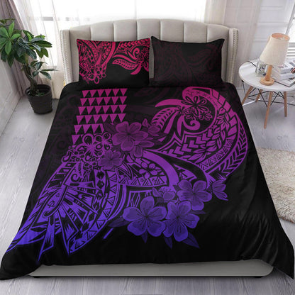 Hawaii Kakau Bedding Set Polynesian Floral Tribal Gradient Version