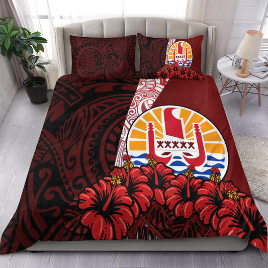 Tahiti Bedding Set Polynesian Coat Of Arm With Hibiscus