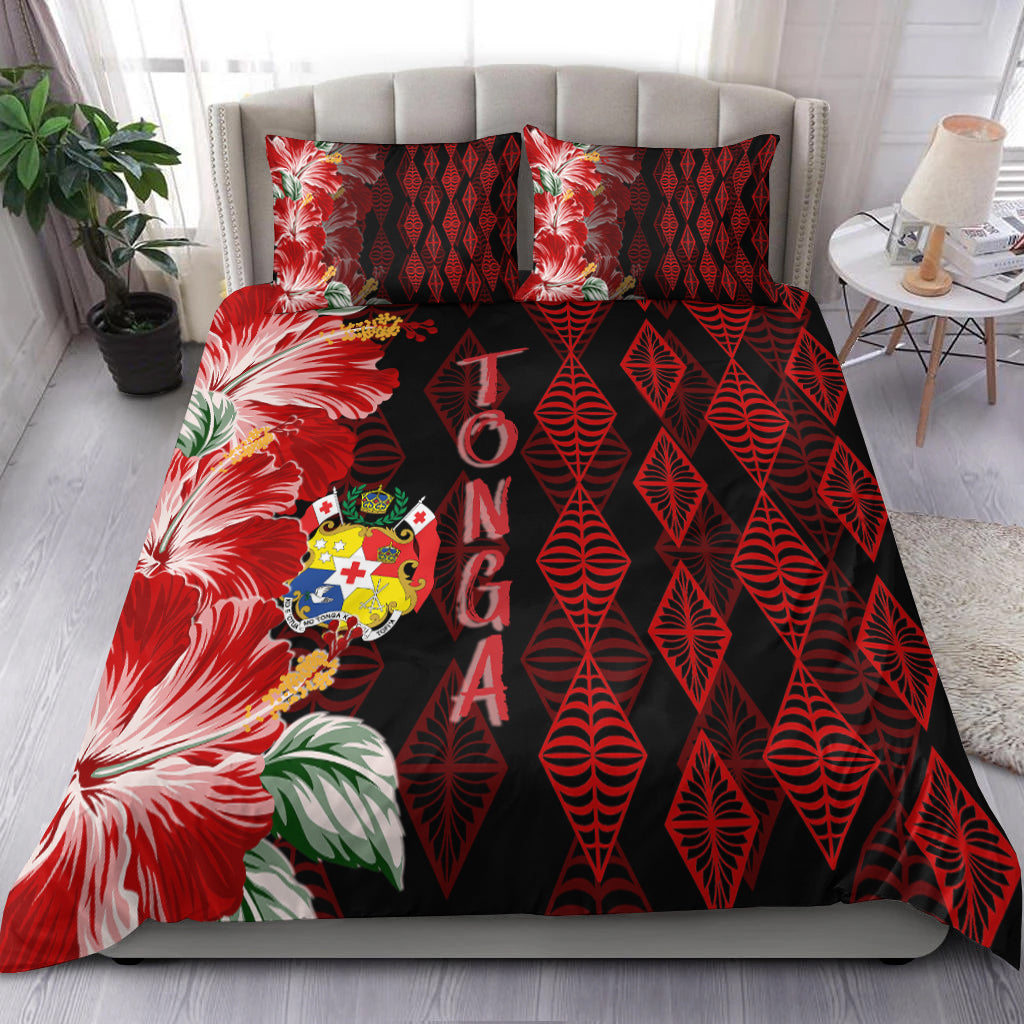 Tonga Bedding Set Diamond Style Mix Hibiscus Black