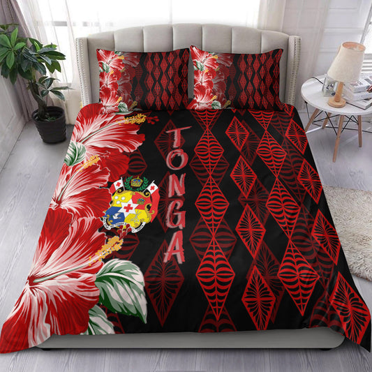 Tonga Bedding Set Diamond Style Mix Hibiscus Black